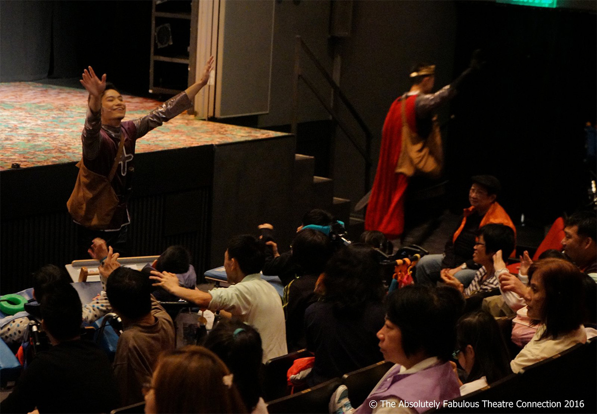 The script and performance of Relaxed Theatre are adapted and interactive elements are included for autistic children to enjoy. The pictures show King Arthur in 2016. To save production cost, a special edition in relaxed theatre format was done in addition to the original stage production. Dr. Vicki Ooi points out that relaxed theatre cannot sustain in business model but such performances certainly deserve more resources and support.